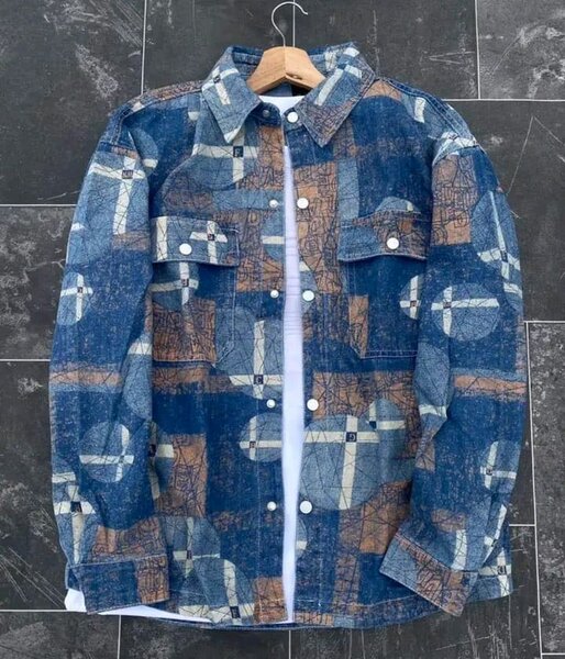 Chemise en jean imprimé homme