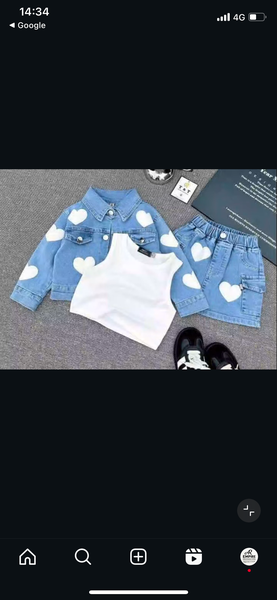 Kids Denim Heart Outfit Set