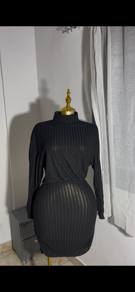 Robe Femme Côtelée Manche Longue