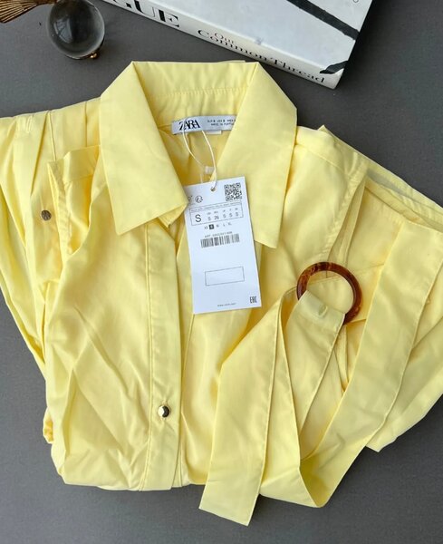 Robe Chemise Évasée Jaune