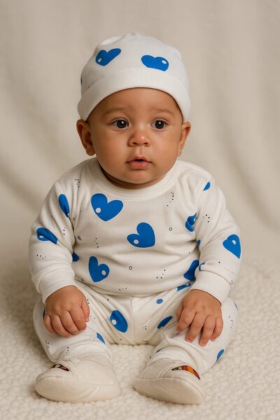 Pyjama bébé à cœur bleu