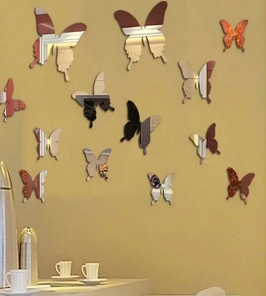 Double-sided mirror butterfly decor