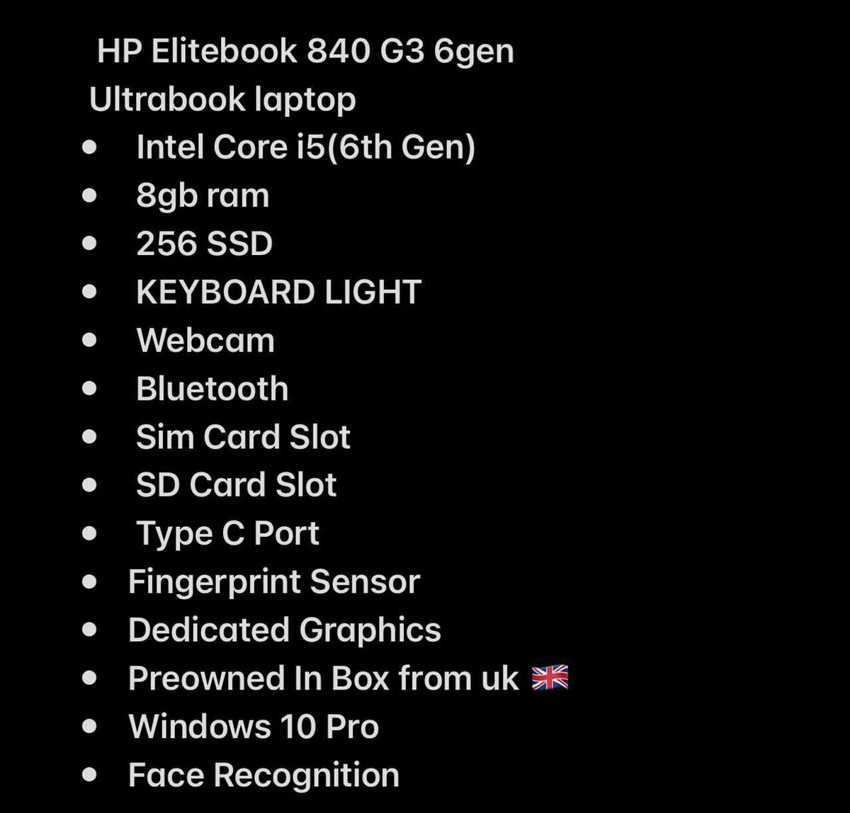 Hp Elite book 840 G3 6Gen