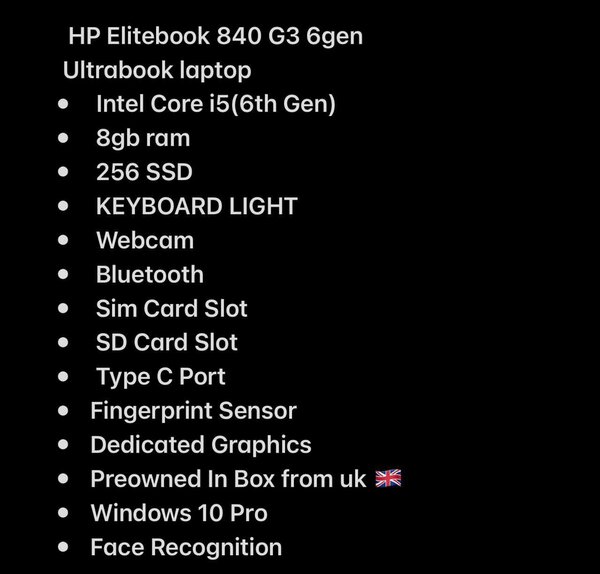 Hp Elite book 840 G3 6Gen