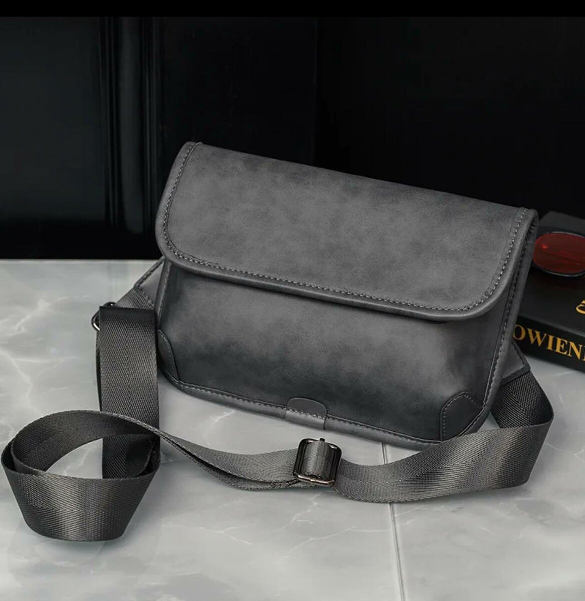 sac en bandoulière en cuir véritable