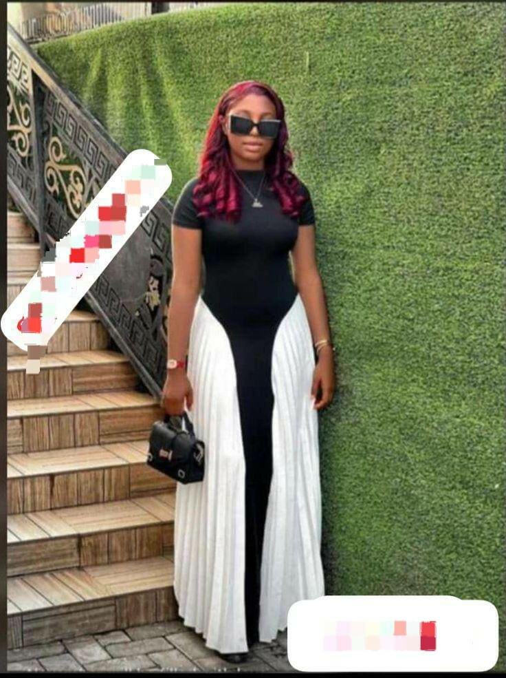 Robe longue élégante bicolore