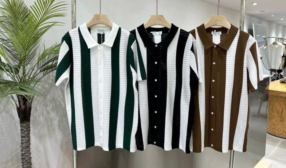 Polo en tricot rayé homme