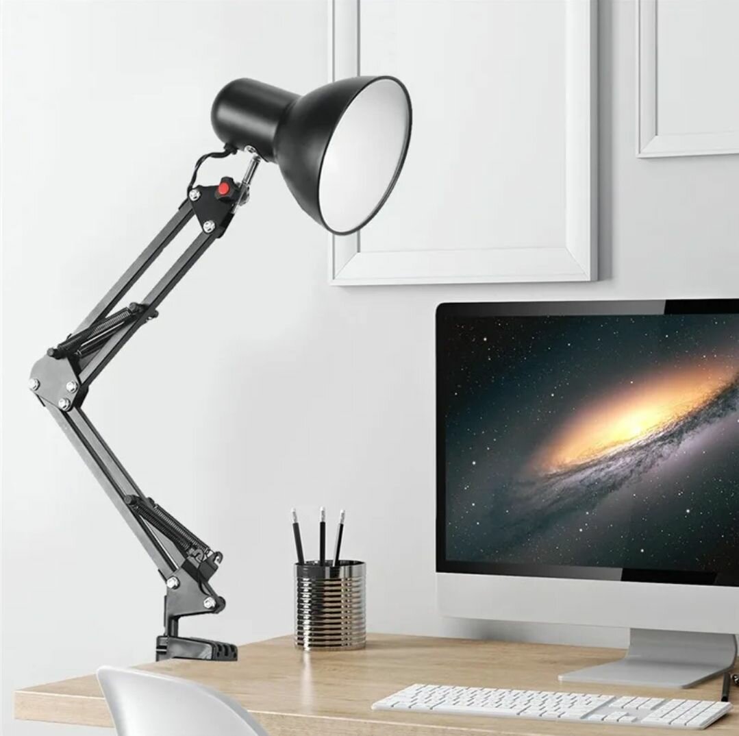 Flexible Swing Arm Clamp Mount Lamp Office Studio E27