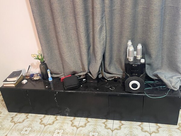 LEATHER SOFA  &  TV STAND