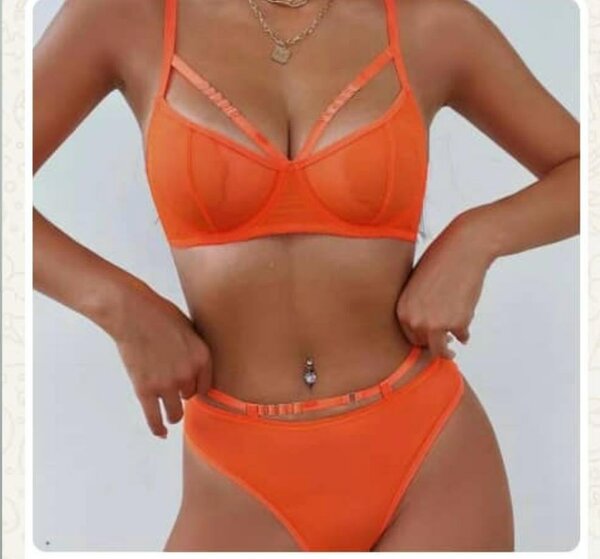 Ensemble lingerie sexy orange