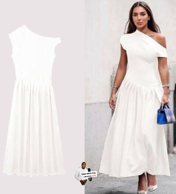 Robe blanche asymétrique élégante