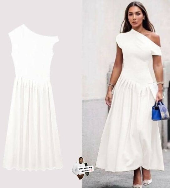 Robe blanche asymétrique élégante