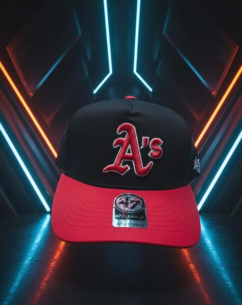 Casquette noire et rouge A's