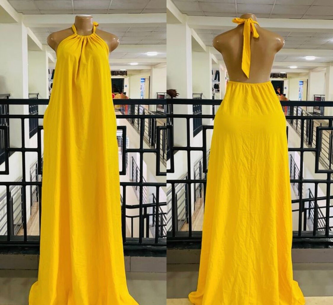 Robe Longue Jaune Élégante