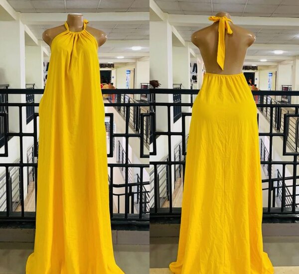 Robe Longue Jaune Élégante