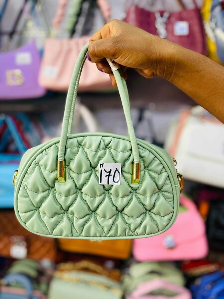 Ladies fancy hand bags white green