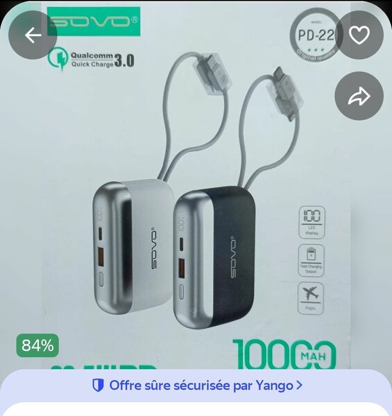 Chargeur Portatif SOVO 10000mAh