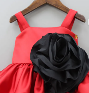 Rosy Party Dress ( Fabric Net And Silk) ( Size 06 To 16 Yrs)