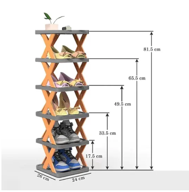 6-Layer Multi-Functional Home Shoes Cabinet Free Assembly Display Shelf Shoe Rack Multifunctional Shelf Removable Splicing Sundries Shoes Holders, X Rack, Space-Saving Plastic Cabinet,