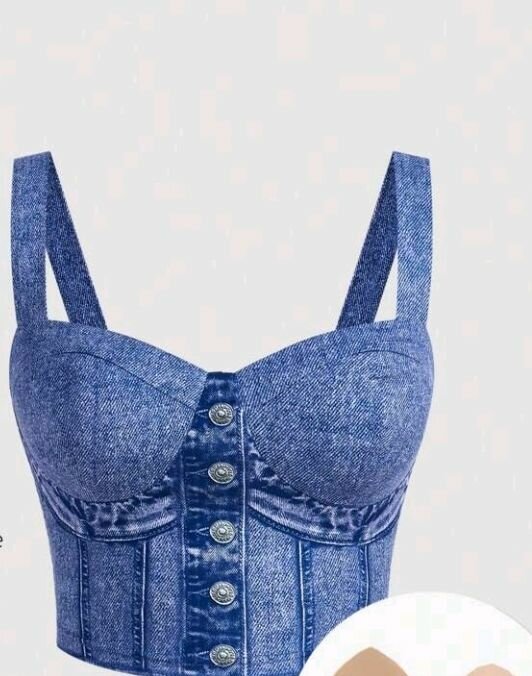 SHEIN Privé Women Elegant Tight Fitting Denim Tank Top