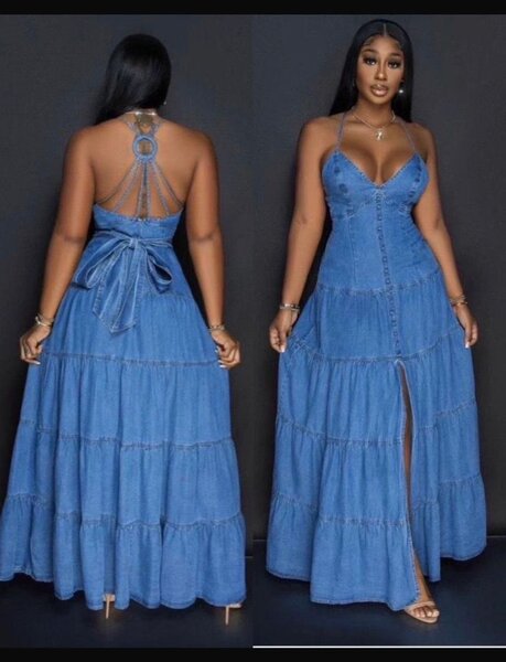 Robe longue en denim