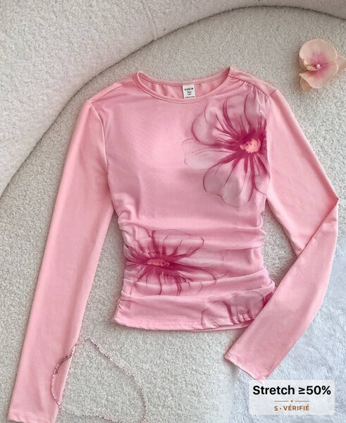 T-shirt à manches longues rose