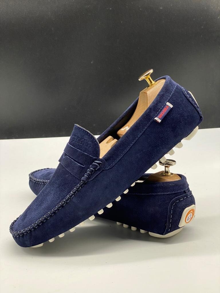 Mocassins en daim bleu
