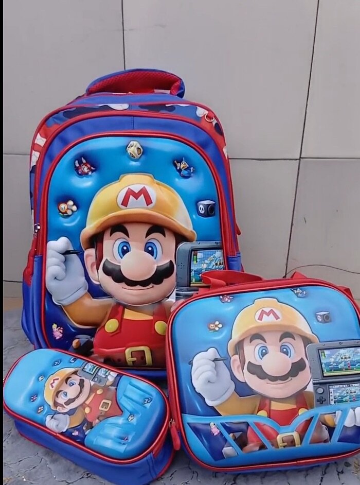 Ensemble cartable enfant coloré