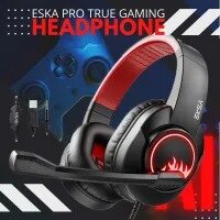 EKSA T8 3.5mm RGB Gaming Headphones With USB, Surround Stereo Headphone Ergonomic Design Over Ear with Mic Professional Headset For Gaming for PC, PS4, Xbox One