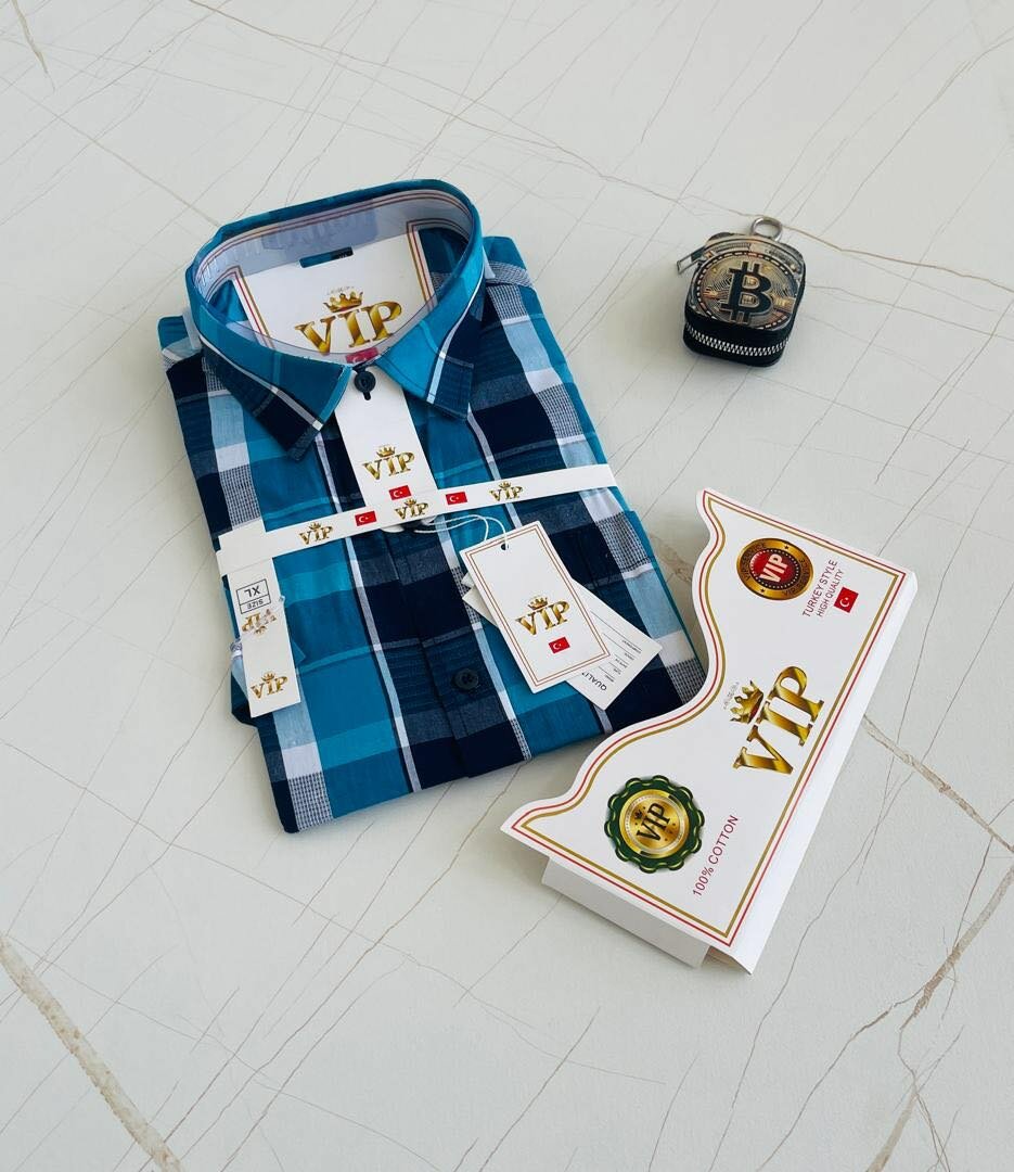 Checked short sleeves