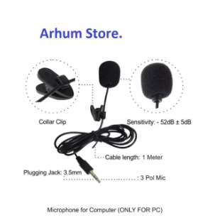 Collar Mic 3.5MM with Clip Microphone For Voice Recording Mic for Computer
