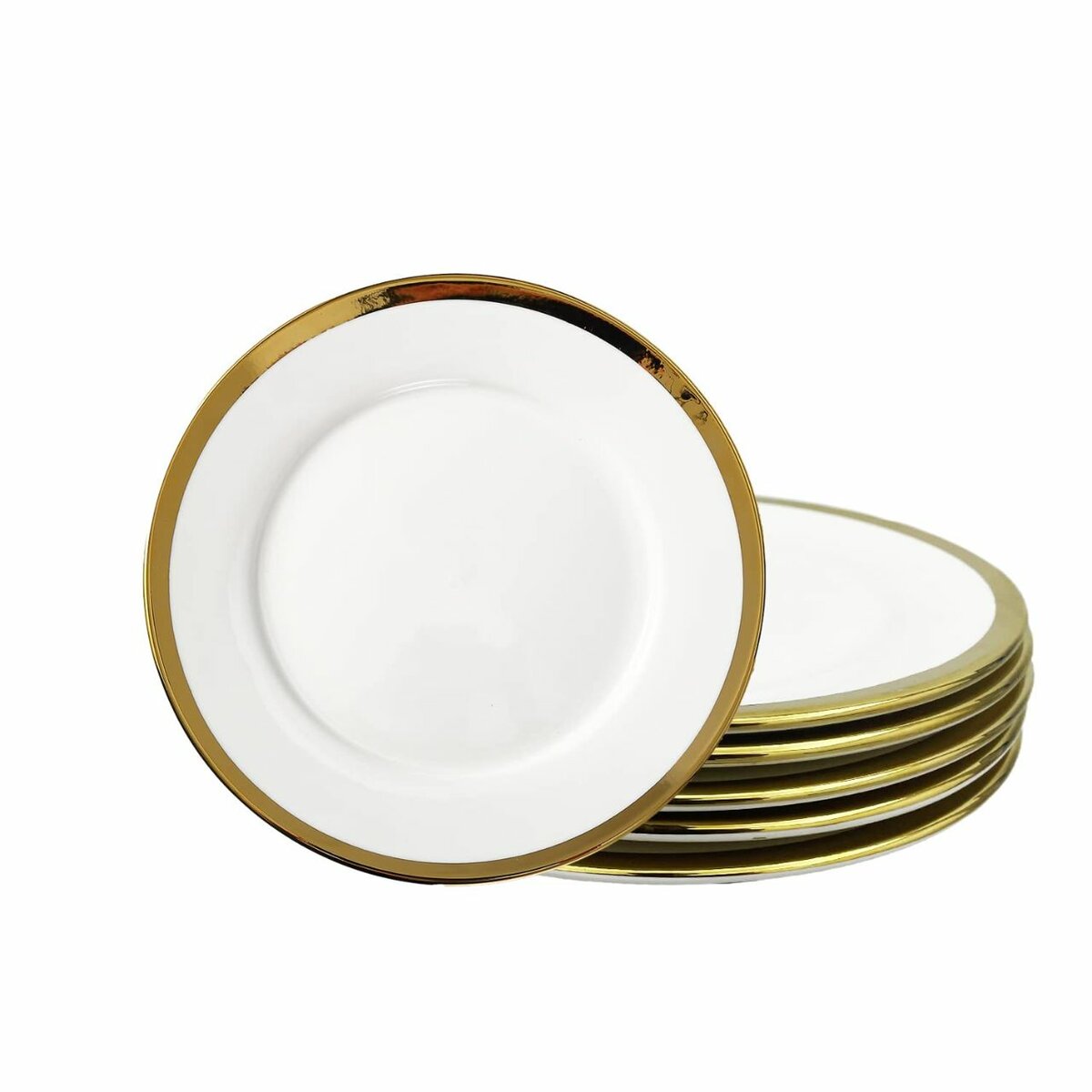 Verre Clair Doré Bord Assiettes de présentation, Lot de 4,