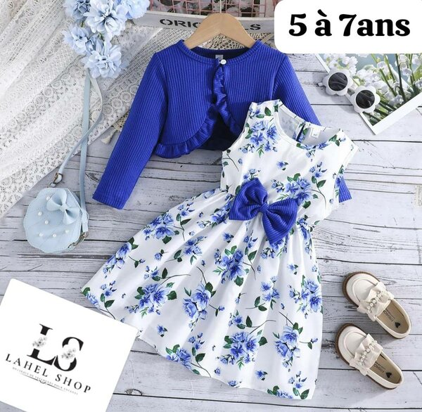 Robe fleurie enfant avec cardigan