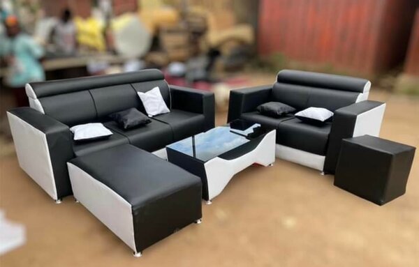 L- Shape Sofa with Glass Table