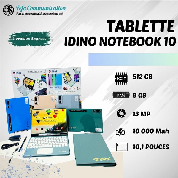 Tablette iDino NoteBook 10 - 512GB - 8GB Ram