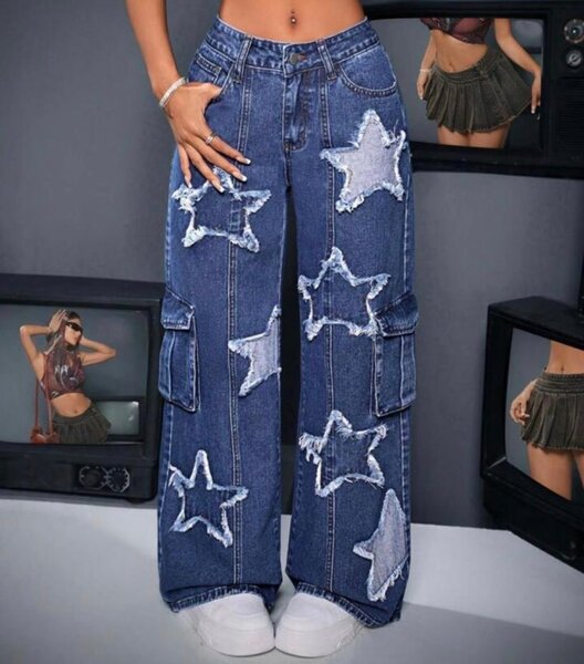 Jeans larges étoiles mode