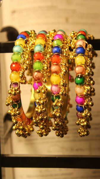 Antique Handmade Multi Color Pearls Design Bangles