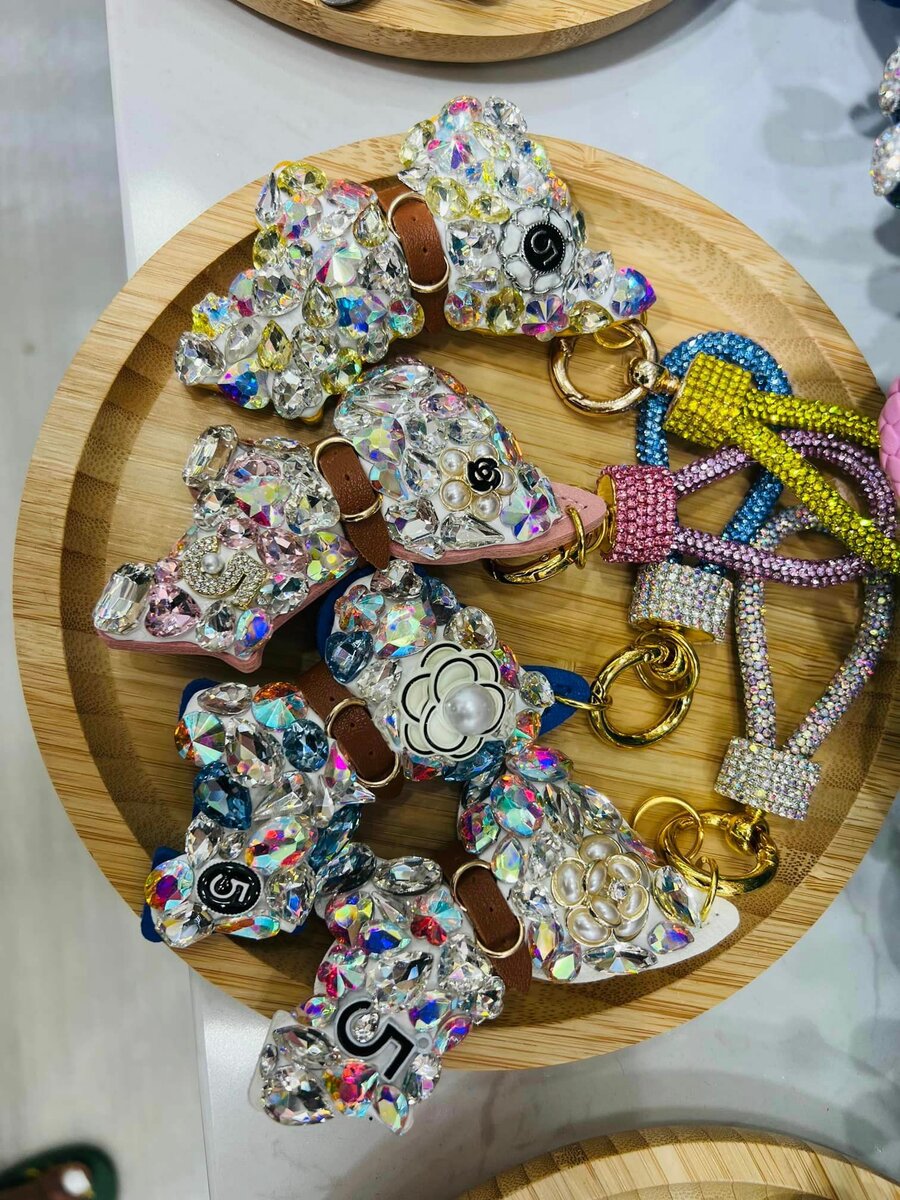 Women's keychain with rhinestones