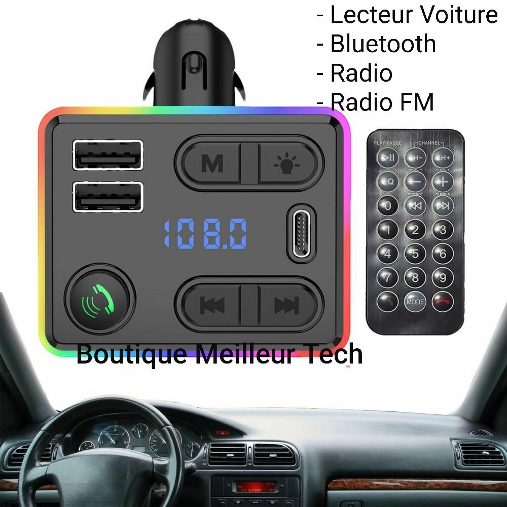 Chargeur Voiture M48 - Transmetteur FM MP3 Appel Bluetooth