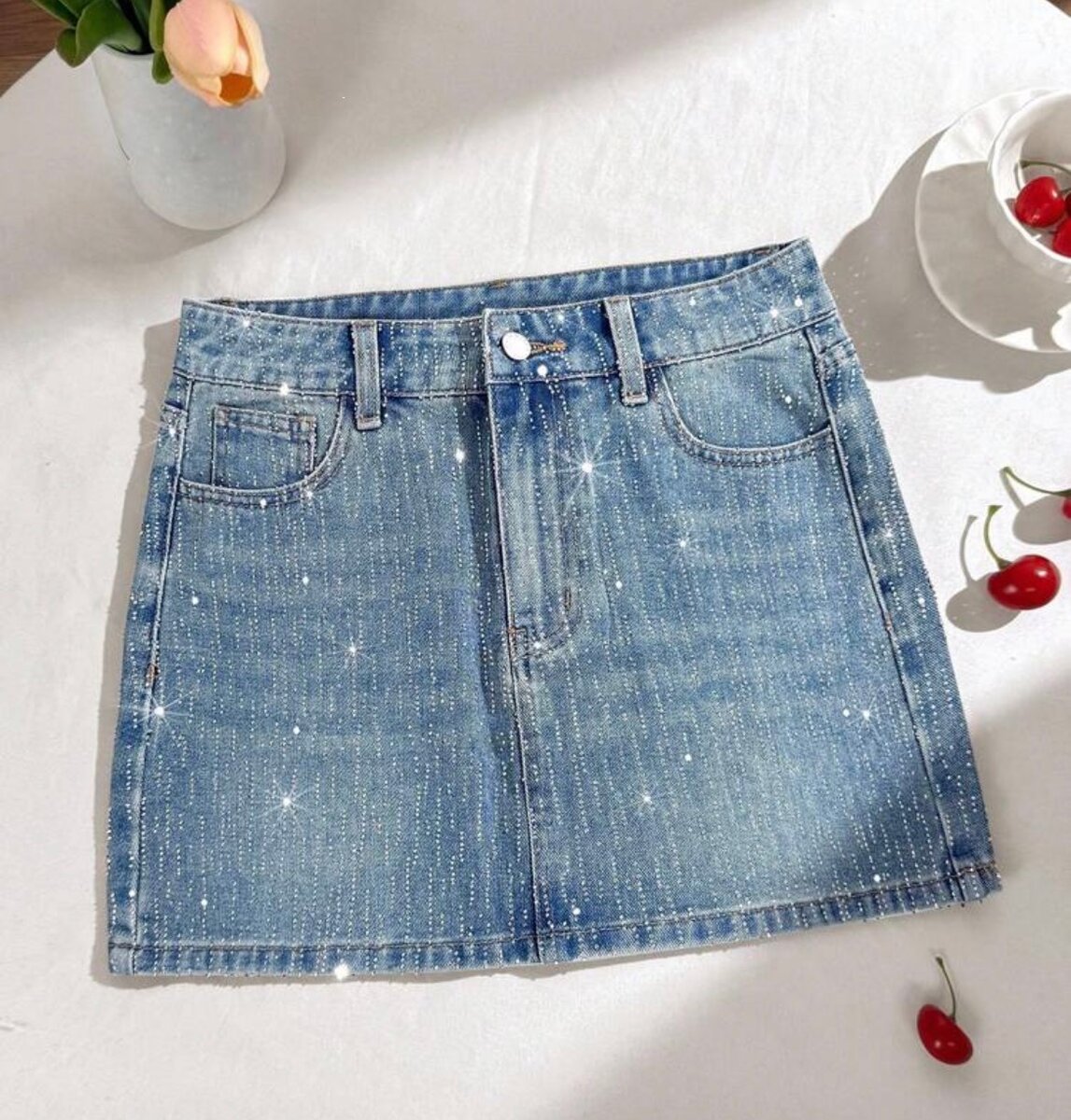 Jupe en jean scintillante