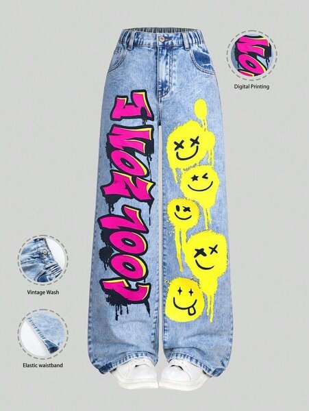 Jean décontracté imprimé graffiti