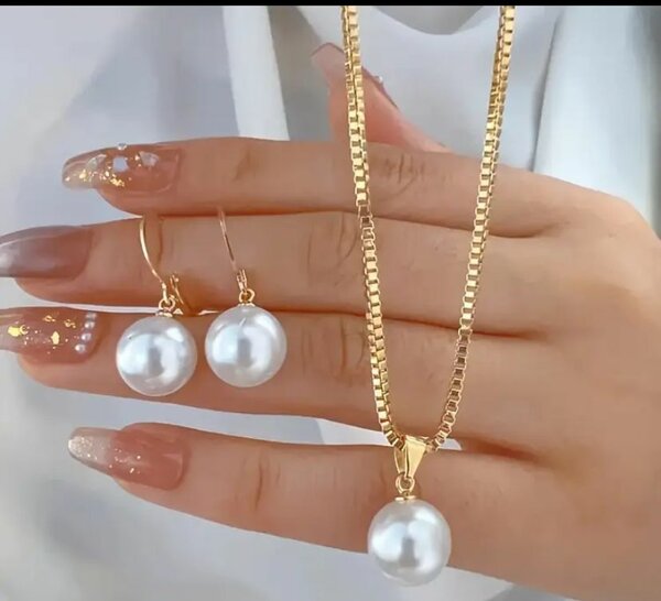 Collier et Boucles Perle Élégants