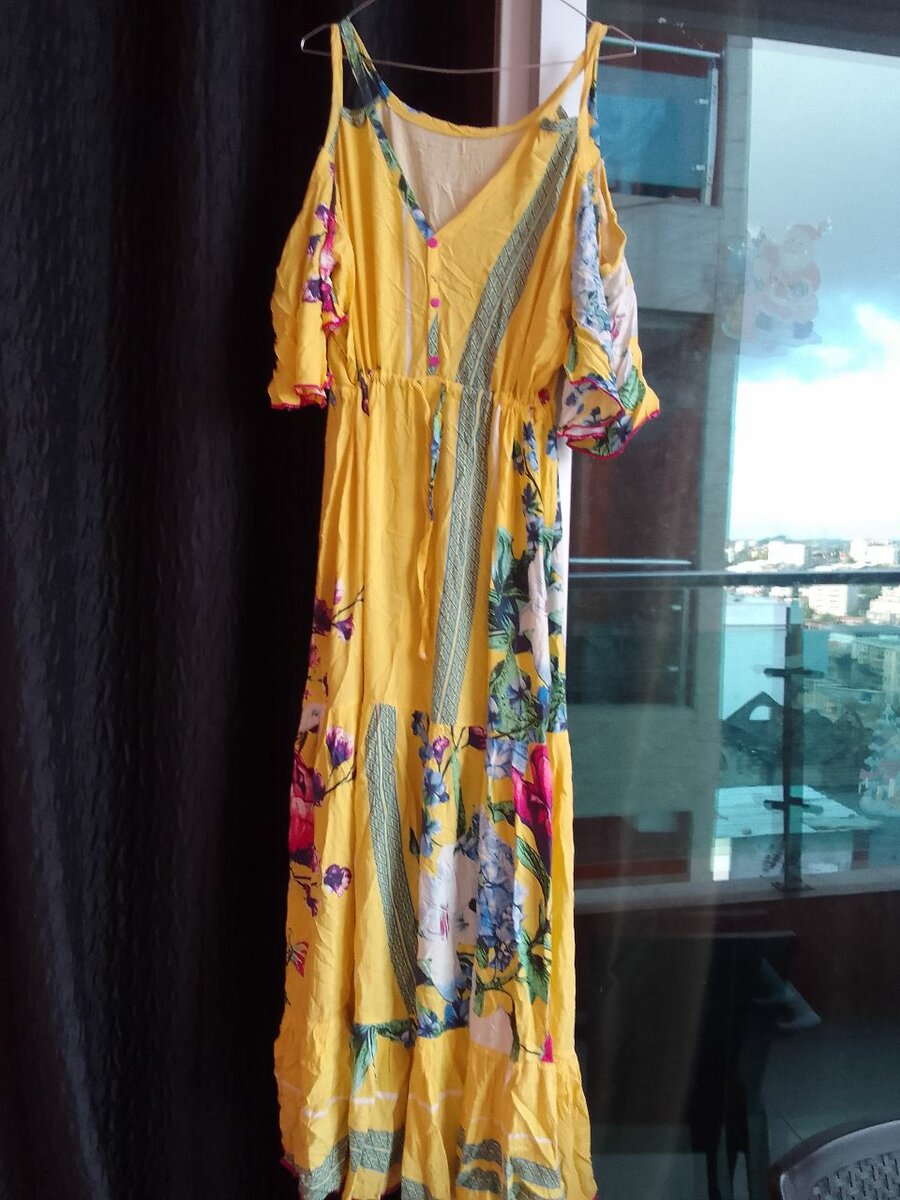 Robe longue bohème jaune