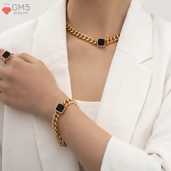 Unisex God & Silver Set Necklace