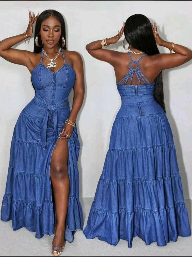 Robe Longue à Rayures Élégante