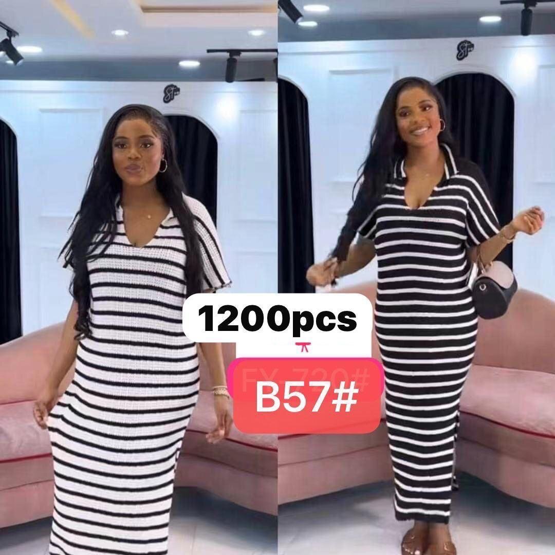 Robe longue élégante à rayures