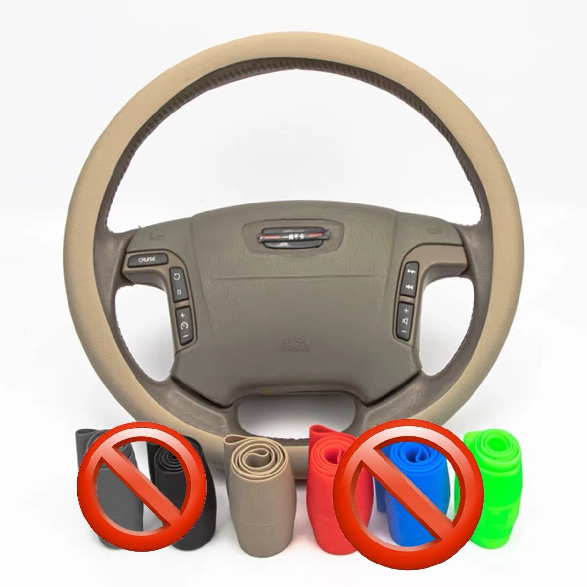 Couvre-volant en cuir beige universel