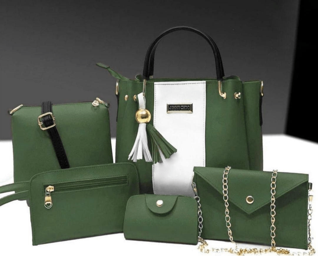 Woman's Green PU Leather handbags set-5 pcs
