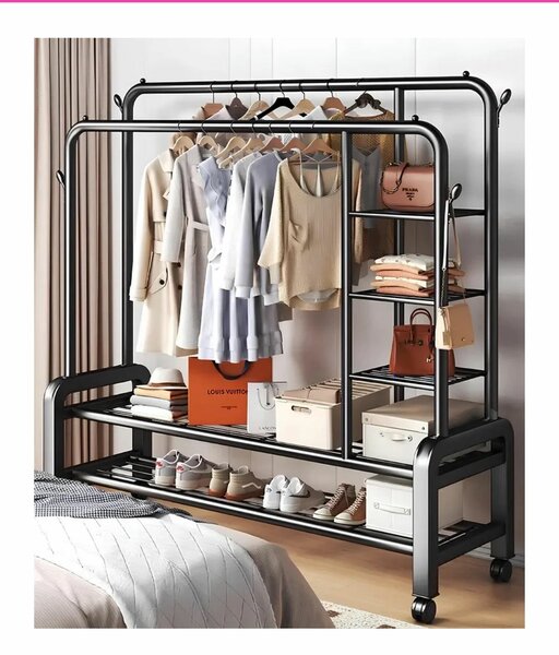 Portant à vêtements avec étagères