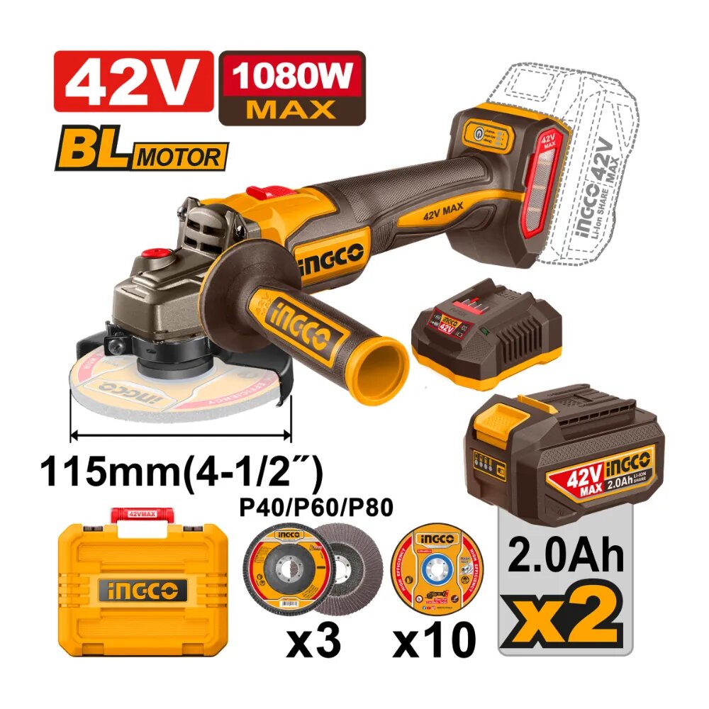 Meuleuse d'angle 42V Ingco